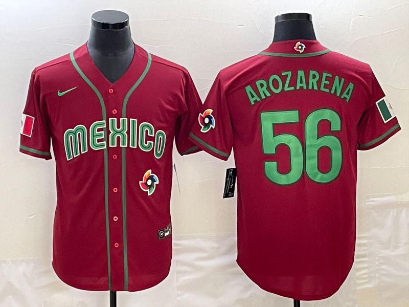 Men 2023 World Cub Mexico #56 Arozarena Red Nike MLB Jersey13->more jerseys->MLB Jersey